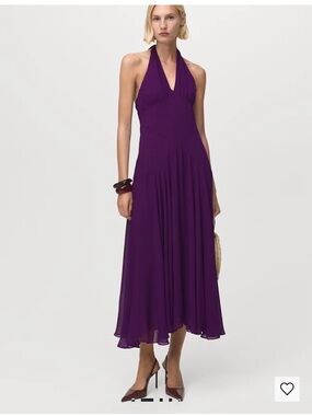 Mango Purple Halter Midi Dress